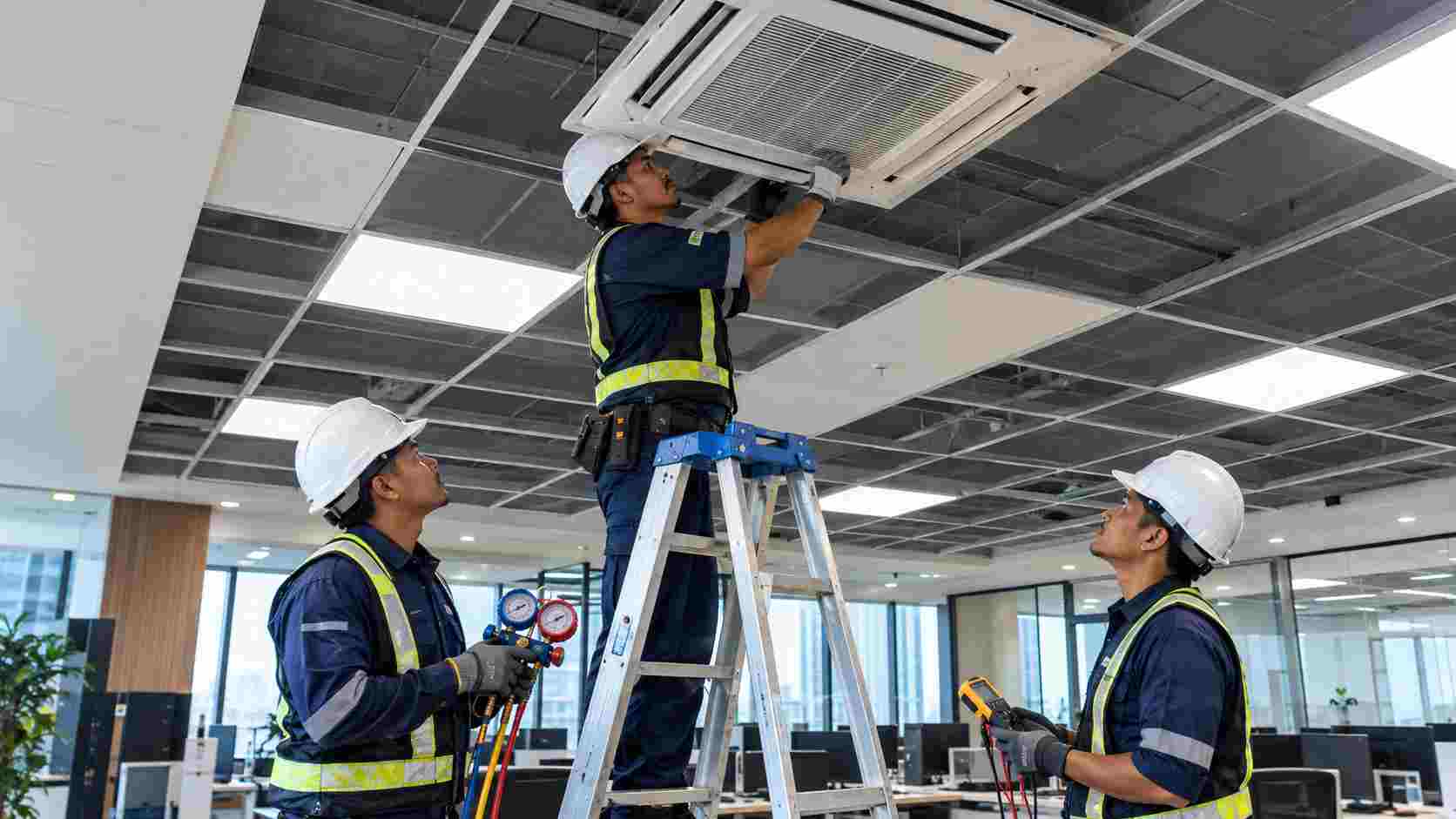 Cassette aircond service on site